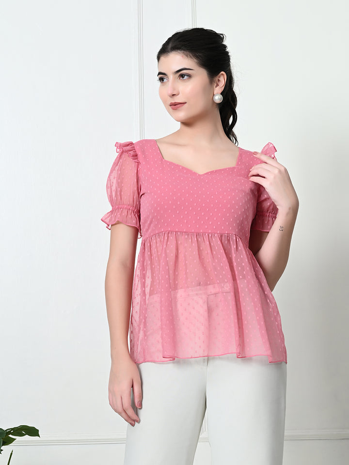 Tushita Princess Sweetheart neck Ruffle Casual Summer Top