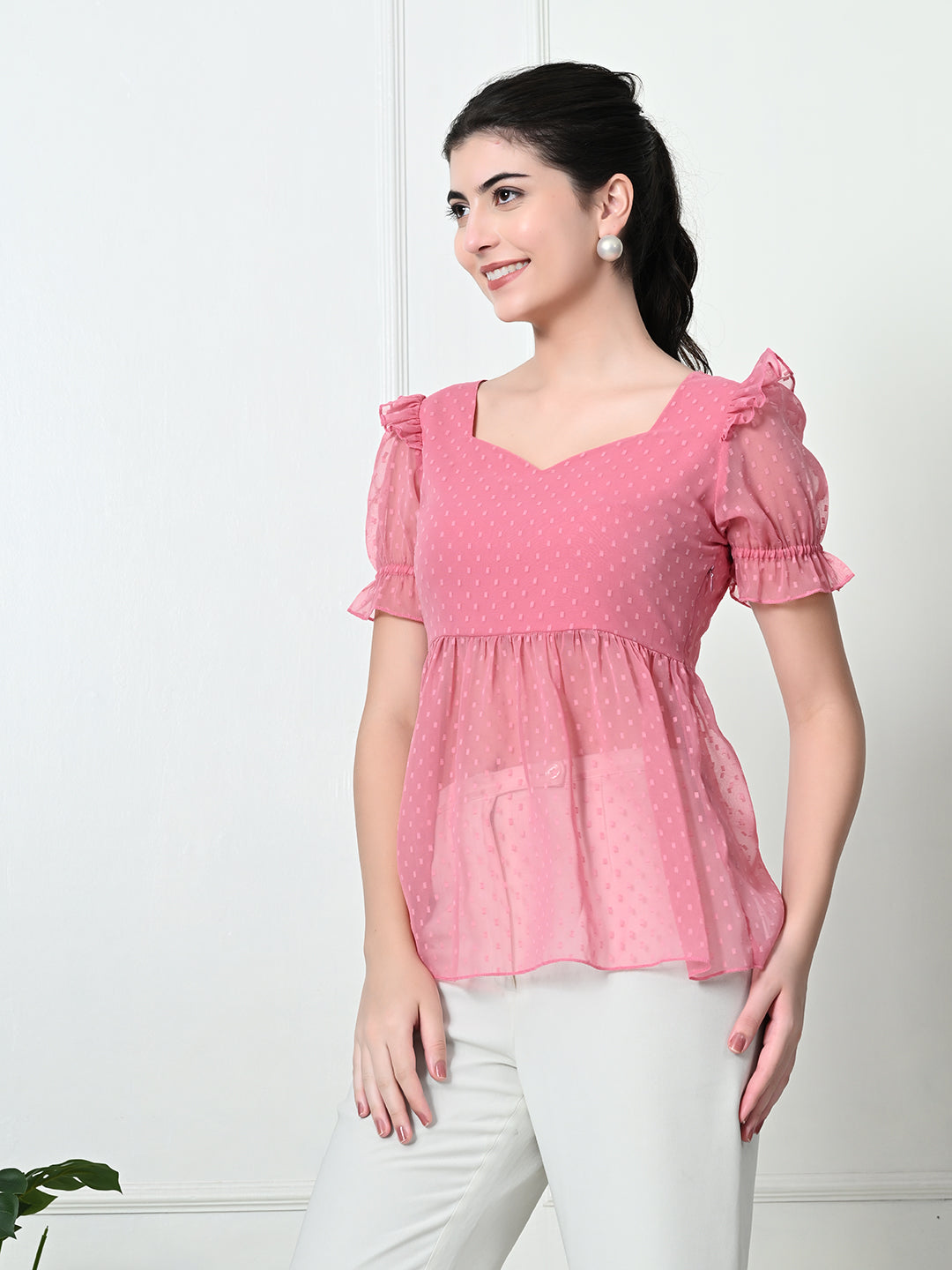 Tushita Princess Sweetheart neck Ruffle Casual Summer Top