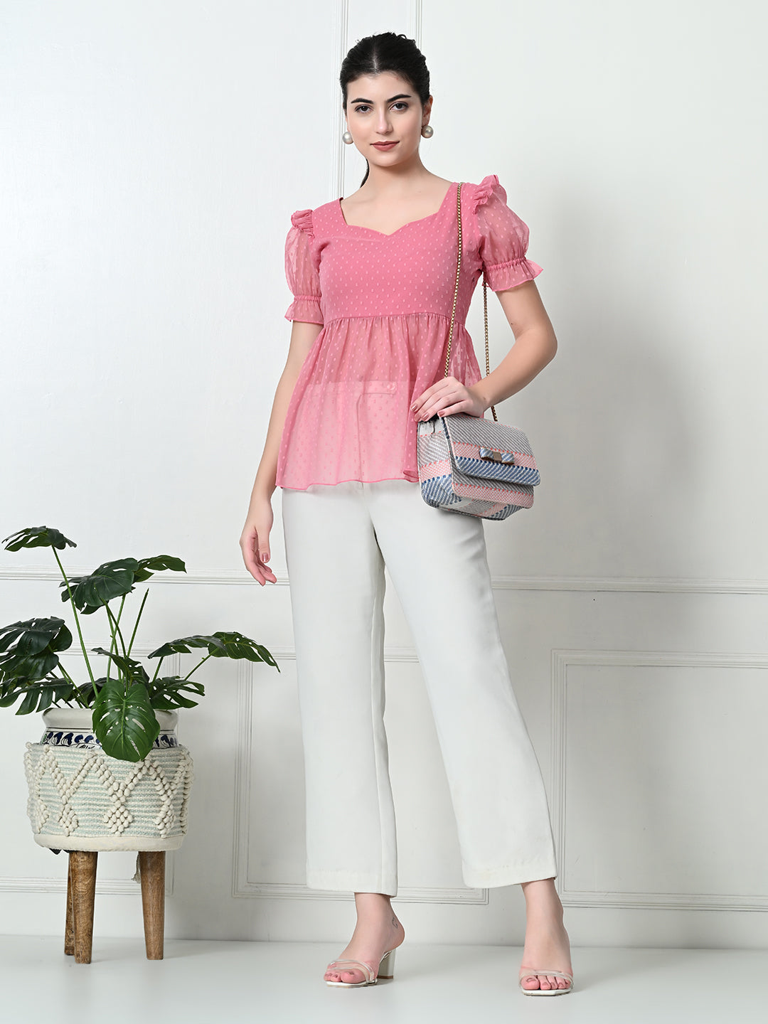 Tushita Princess Sweetheart neck Ruffle Casual Summer Top