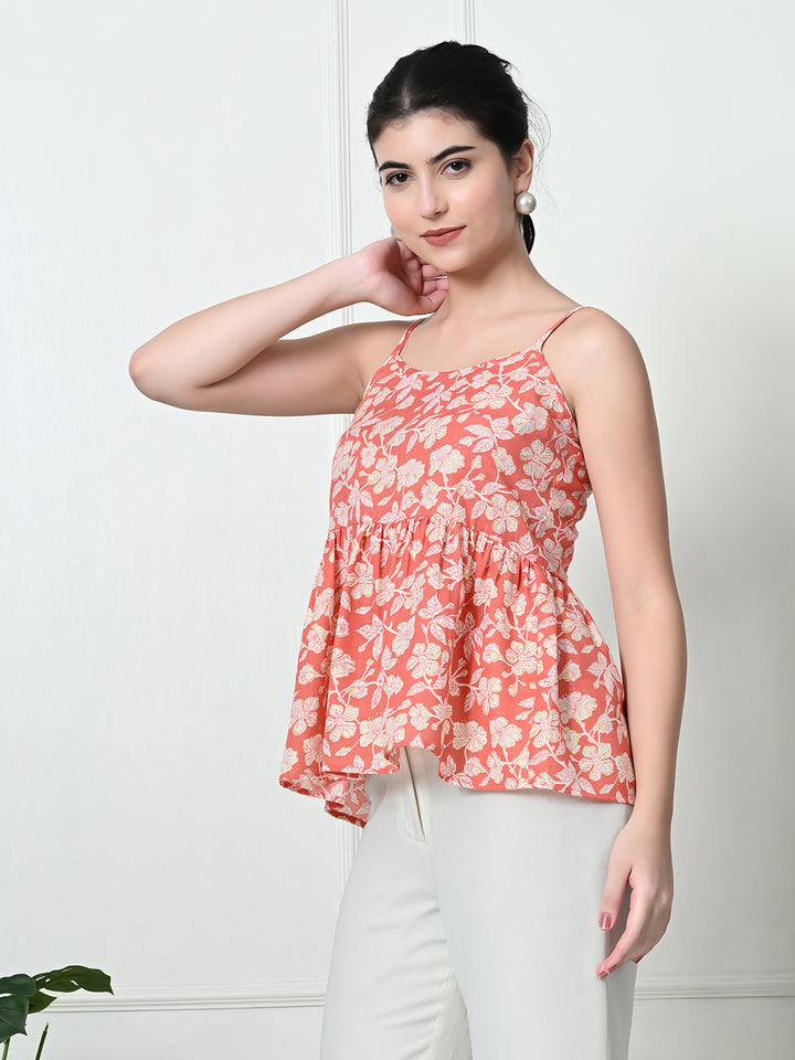 TUSHITA PASTEL FLORAL PRINTED CASUAL TOP FOR SUMMER