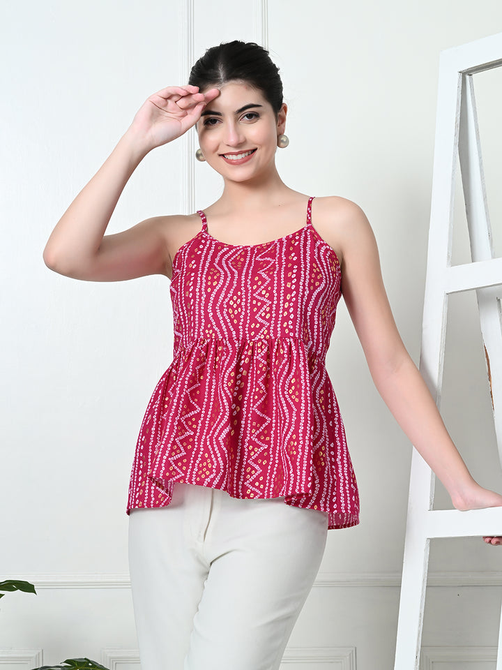 TUSHITA BANDHANI FLORAL PRINTED CASUAL TOP FOR SUMMER