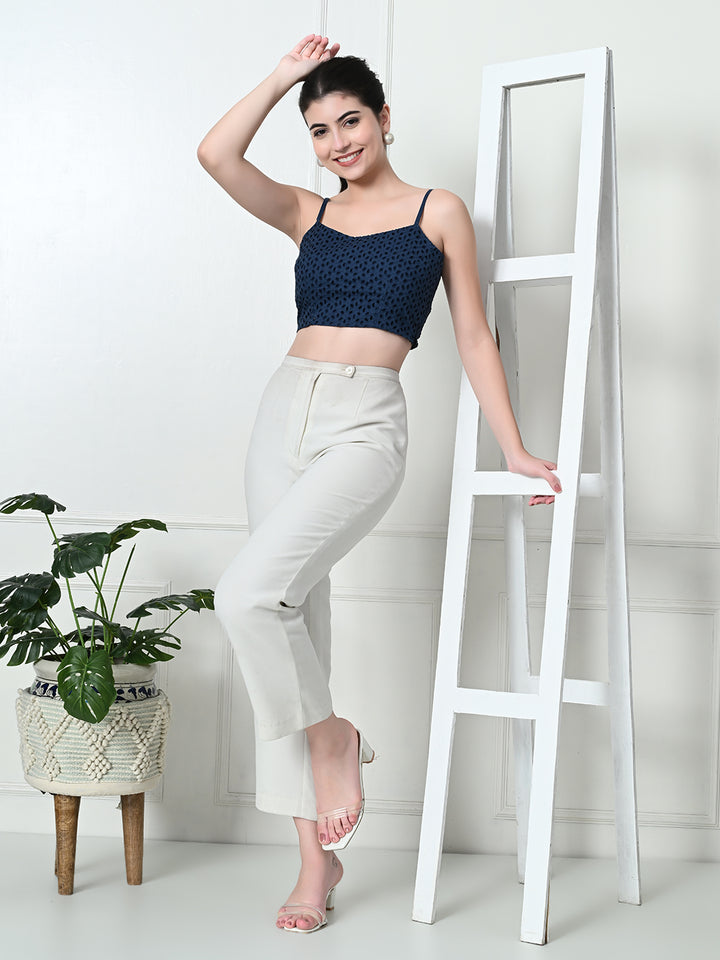 TUSHITA SCHIFFLI PATTERN CASUAL CROP TOP FOR SUMMER