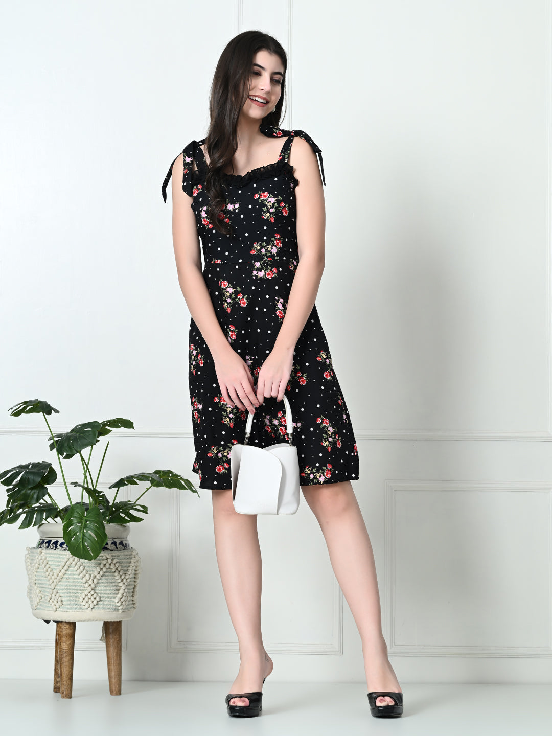 Tushita Floral printed sweetheart neck Strap summer dress